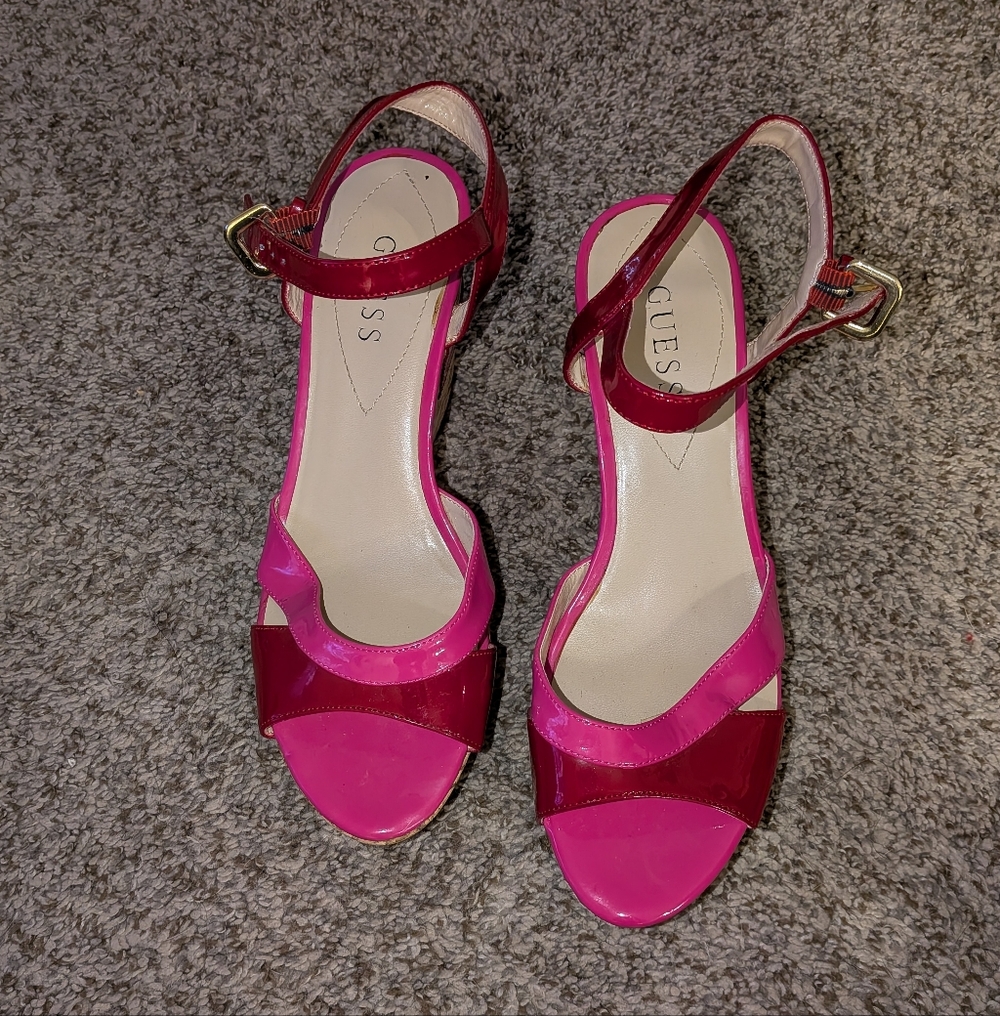 Guess Women's Strappy Pink and Red Heels